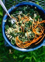 Super versatile kale salad recipe with an amazing green tahini salad dressing - cookieandkate.com