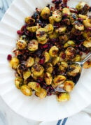 Balsamic Roasted Brussels Sprouts with Cranberries & Pecans