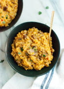 Easy Brown Rice Risotto with Mushrooms and Fresh Oregano