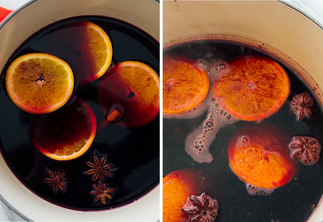 mulled wine before and after cooking