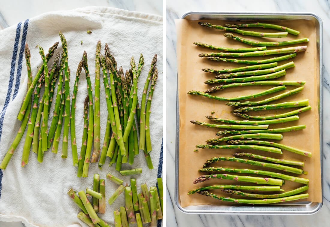 asparagus prepared for roasting