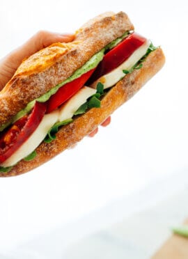 sandwich with tomatoes and mozzarella